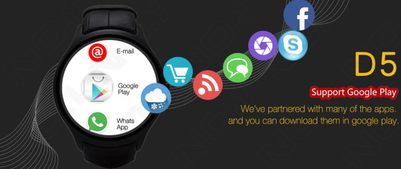 NO.1 D5 Android 4.4 Smart Watch WIFI GPS Smartwatch
