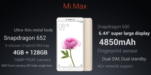 Xiaomi Mi Max　スペック