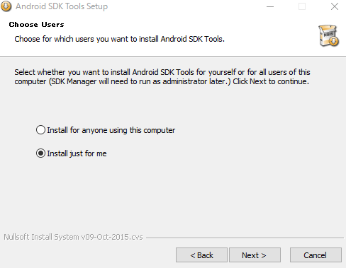 Android SDK インストール