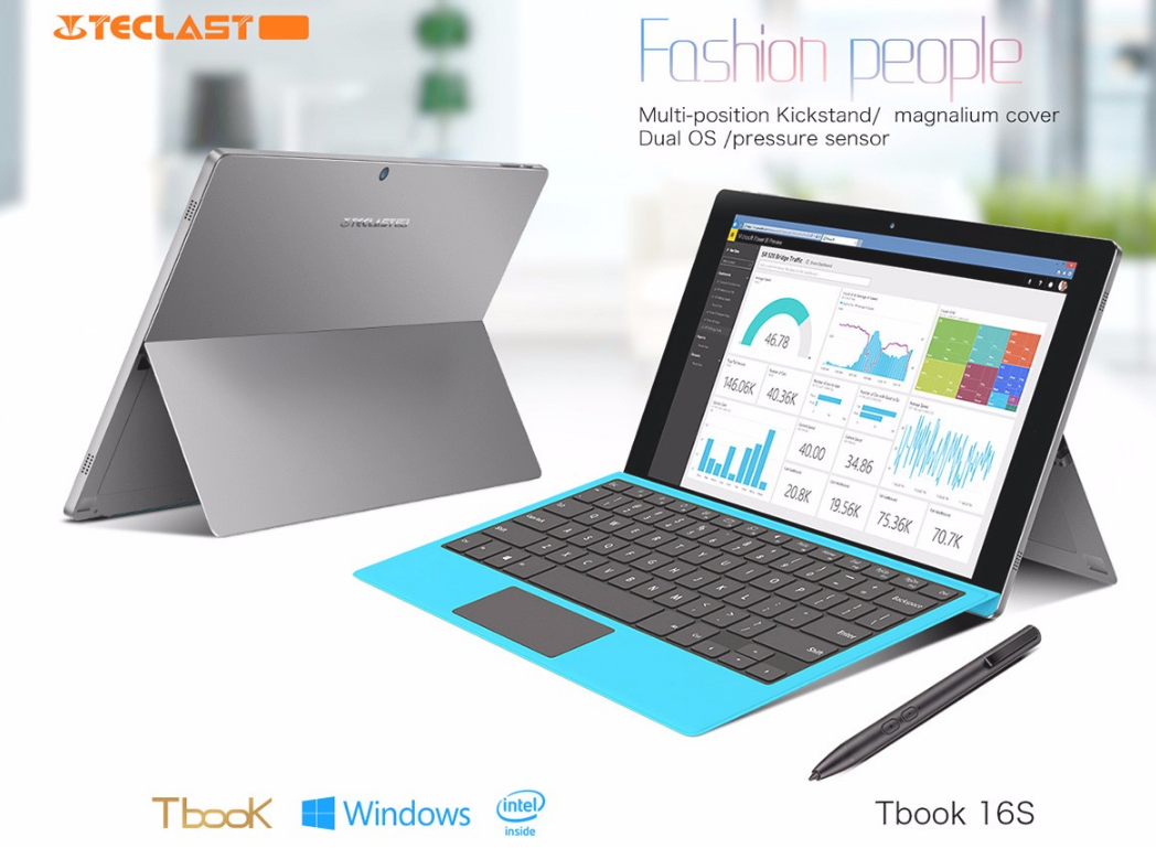 【クーポンで3,000円 OFF】Surface風キックスタンド搭載『Teclast Tbook 16S 』発売! 11.6インチ フルHDデュアルOSタブレット
