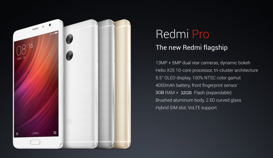 【クーポン更新!】5.5インチ デュアルカメラ搭載『Xiaomi Redmi Pro』発売! Helio X25 10Core フルHD液晶搭載でお買い得