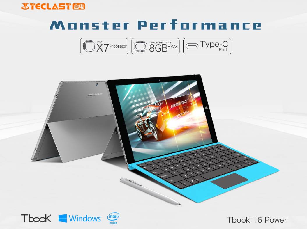 【クーポンで269.99ドル】Atom x7搭載のSurfaceタイプのハイエンドAtom機『Teclast Tbook 16 Power 』発売! 8GB RAM 11.6インチ2in1タブレット