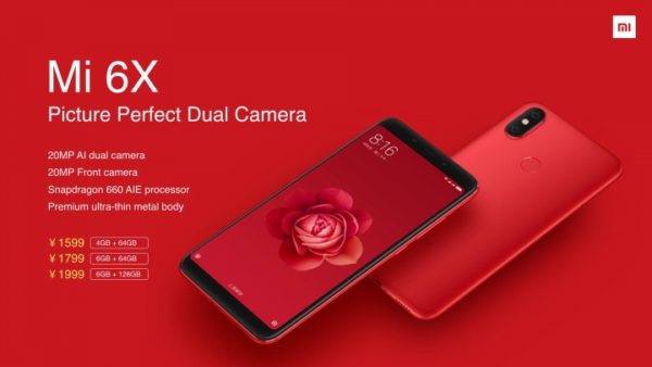 【319.99ドルでセール】スナドラ660「Xiaomi Mi 6X」発売! AIダブルレンズカメラ搭載のハイコスパスマホ
