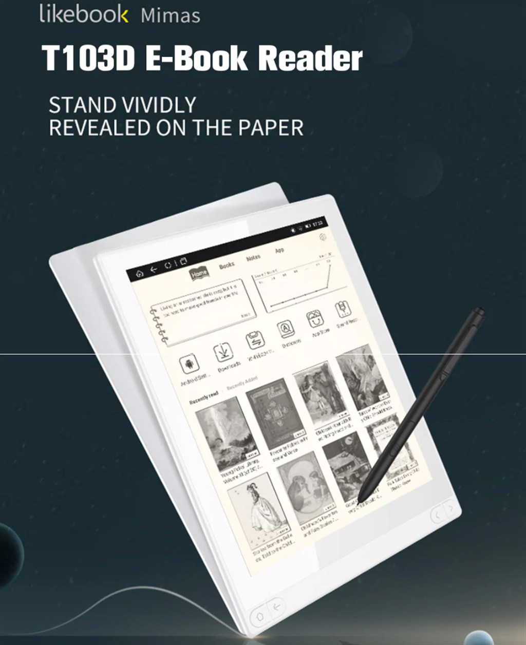 電子ペーパー10.3インチAndroidタブレット『Likebook Mimas T103D』発売!筆圧スタイラスペンでメモ/お絵かきも可能