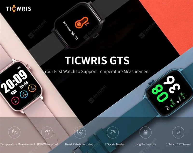 体温計機能が付いたスマートウォッチ「TICWRIS GTS 」発売～約2700円で買えちゃいます