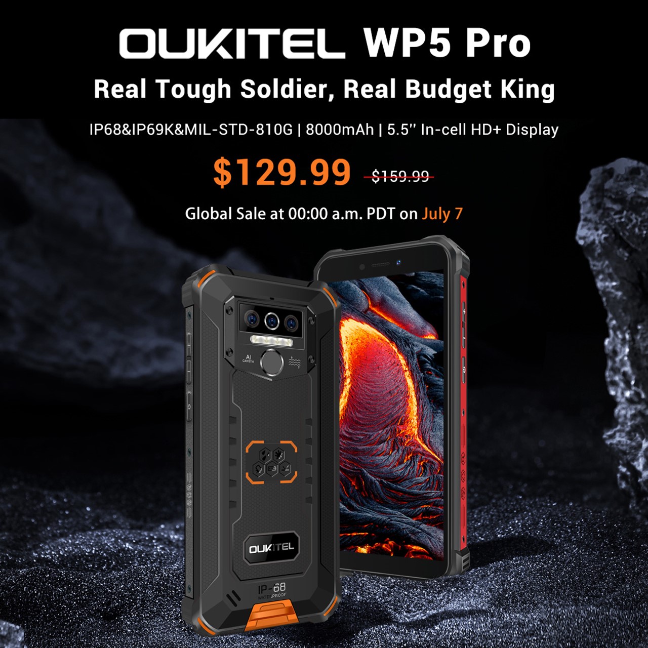 LTE B19対応タフネススマホが129.99ドル! 「OUKITEL WP5 Pro」が発売～IP68/69K防水防塵で超タフネス