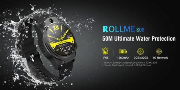 50m防水 8mpデュアルカメラ搭載1 69インチ Rollme S08 4g Lte Simスマートウォッチ 発売中 Mtk6739搭載でパワフル仕様 物欲ガジェット Com