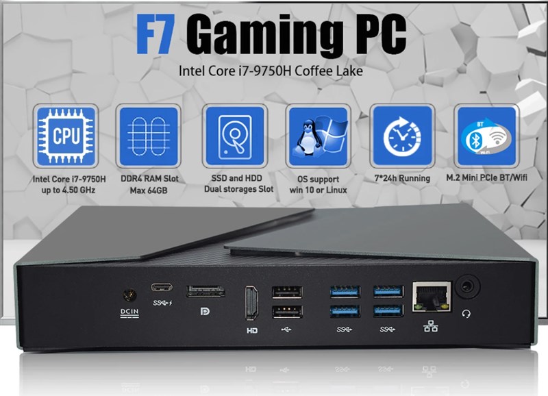 Core i9-8950HK + GeForeceGTX1650搭載ミニPC「HYSTOU F7」発売中～20cm角ほどと小さいが使えるゲーミングPC