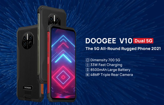 AnTuTu30万点前後のタフネススマホ「DOOGEE V10」が発売～33W急速充電/10W無線充電/赤外線体温計搭載