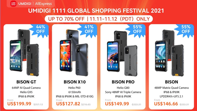 BISON X10が130ドルなど～UMIDIGIスマートフォンが最大70%オフ!AliExpress Global Shopping Festivalで11月12日まで大量セール中