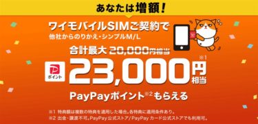 ワイモバイルのSIM/eSIMのみ契約で最大23000円相当PayPayポイント還元キャンペーン開催中～難解な条件をまとめてみた