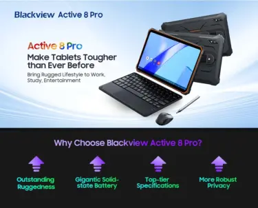 Blackviewが世界初のタフネス・タブレット「Blackview Active 8 Pro」発表： MIL-STD-810H、MediaTek Helio G99、22,000mAh大容量バッテリー搭載の10.36インチタブレット : PR