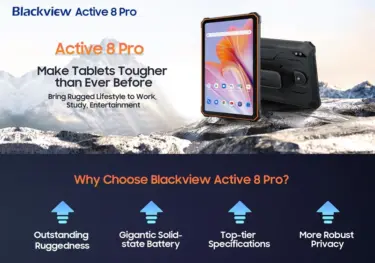 いきなり最大40％オフ！Blackview初フラッグシップ・タフネス・タブレット「Blackview Active 8 Pro」を発表! 超大容量22,000mAhバッテリー、Helio G99搭載でAnTuTu 41万点越えで229.99ドル : PR