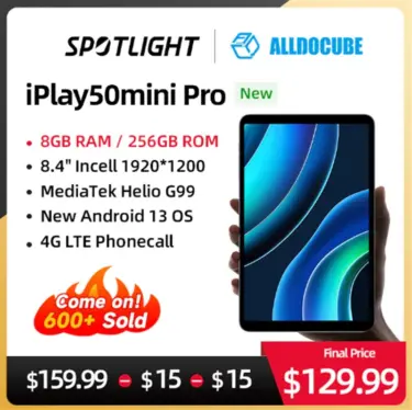 【衝撃の96.99ドル!】8.4インチHelio G99搭載タブレット「ALLDOCUBE iPlay50 mini Pro」がAliExpressでも発売&セールに。最終の値引き後価格は100ドル以下とAnTuTu 40万点タブレットが超お買い得価格